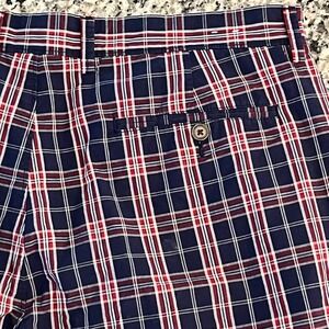 J Crew Gramercy Shorts Mens 36W Plaid Red White Blue